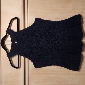 INC International Concepts Women's Lace Halter Peplum Top Navy SZ  PL